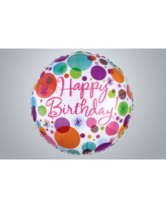  Folienballon "Happy Birthday" Polka Punkte 46cm