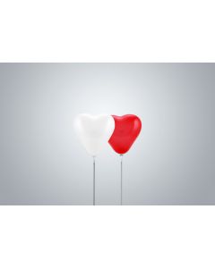 Mini-Herzballone 15cm rot & weiss