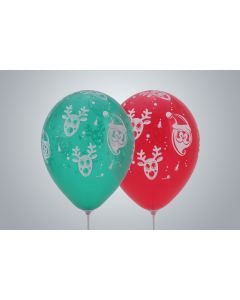 Motivballone "Rudolph & Santa" 35cm Premium bunt