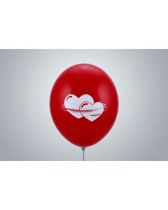 Motivballone "Doppelherz mit Schweif" 35cm rot