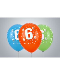 Ziffernballone "6" 35cm Premium bunt