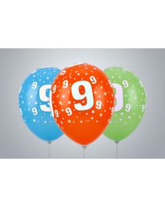 Ziffernballone "9" 35cm Premium bunt