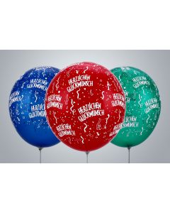 Motivballone "Herzlichen Glückwunsch" 45cm Premium bunt