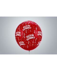 Motivballone "Herzlichen Glückwunsch" 45cm Premium rot